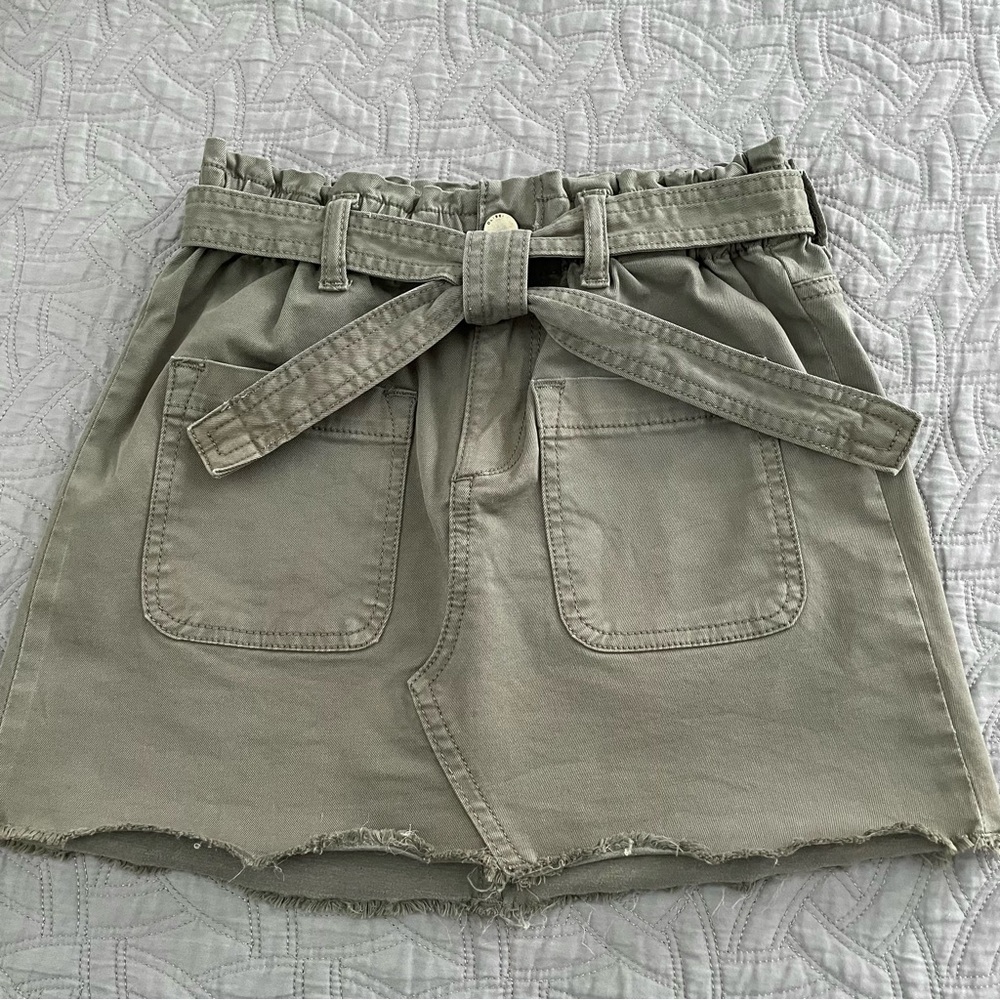 DL1961 Jenny Paper Bag  Mini Skirt Army Green Denim Girl’s Size 12